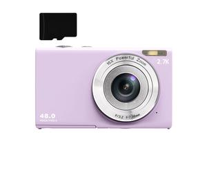 Appareil photo numérique 48MP 2,7K FHD zoom numérique 16X, webcam, mise au point automatique LightPurple