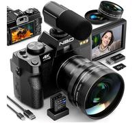 Appareil photo numérique 48MP 4K, Zoom numérique 16x, Écran flip 3"" 180° Grand-angle - Noir