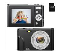 Appareil photo numérique 48MP FHD 1080p avec zoom 16x et carte mémoire de 32 Go Black