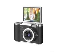 Appareil photo numérique 4K 48MP avec écran rabattable à 180° - Zoom 8X - Caméra de vlogging compacte pour photographie - Écran HD 2,4" - Enregistreur vidéo portable avec lecteur MP3 - Blanc (noir)