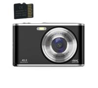 INF Appareil photo numérique 4K 48MP Webcam zoom 16 x avec carte TF 32 Go Le noir