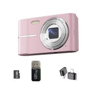 Appareil Photo numérique 4K, 50 Mpx HD, Mini Appareil Photo Portable, Zoom numérique 16x, écran LCD 2,4 Pouces, Carte SD 32 Go et Adaptateur OTG pour Enfants Adolescents débutants.,Pink