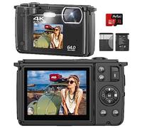 Appareil Photo numérique 4K 64 MP pour la Photographie, Zoom 18x pour Youtube avec WiFi, Selfie Double écran, Petit Appareil Photo Compact avec Carte SD 32 Go, Batterie pour Adultes