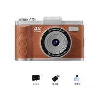Appareil photo numérique 4K 64 MP, zoom numérique 16x, objectif diagonal autofocus, écran LCD de 3,0", fonctionnement manuel complet, mémoire de carte TF extensible (marron 64 Go)