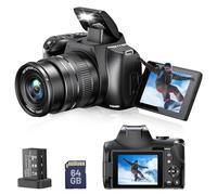 Appareil Photo numérique 4K, 72 MP 3" 270 ° Zoom Optique 12X Digital Camera, Flash xénon Anti-Shake Vlogging Camera pour Youtube, Appareil Photo Compact avec WiFi et HDMI, Carte SD 64 Go, 2 Batteries