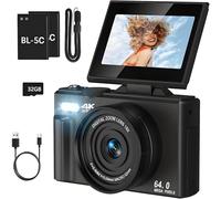 Appareil Photo numérique 4K à écran Rabattable à 180° avec flashs intégrés, Technologie de Mise Point pour la création de Contenu Professionnel