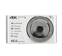Appareil Photo Numérique 4k, Appareil Photo Compact Portable, écran 2,8 Pouces, Zoom Numérique 16X, 48 Mégapixels, Résolution Vidéo 4k, Flash de Remplissage intégré, adapté aux (Argent)