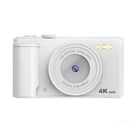 Appareil photo numérique 4K, appareil photo compact UHD 64 MP avec écran à rabat IPS de 2,8", zoom numérique 16x et objectif de mise au point automatique, pour adolescents et débutants (blanc)