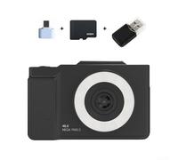 Appareil photo numérique 4K avec 6400 W pixels, écran rotatif IPS Flip de 2,8", zoom 16x, support de carte TF, design léger pour étudiants débutants (noir, 32 Go)