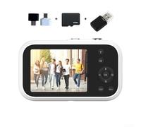 Appareil photo numérique 4K avec capteur 48MP et 2 écrans IPS de 8 pouces, caméra vidéo numérique portable avec zoom numérique 16x et flash intégré, prend en charge les cartes TF jusqu'à 128 Go (blanc