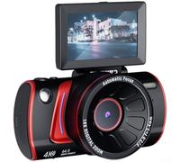 Appareil photo numérique 4K avec écran rabattable et Wi-Fi intégré, prend en charge jusqu'à 256 Go de stockage, convient pour la photographie en plein air et le partage de réseaux sociaux (noir)