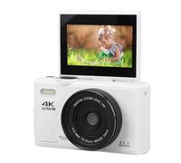 Appareil Photo Numérique 4K, Caméra de Vlogging 64MP UHD 4K avec Zoom 18X, Appareil Photo Numérique Rétro à écran Rabattable de 3 Pouces avec Mise au Point Automatique pour (White)