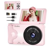 Appareil Photo Numérique 4K Compact Digital 64MP 32GB Rose | Écran 3" Abattable 180°, Autofocus, Zoom Numérique 18X, 2000mAh Batterie, Étudiant Voyage