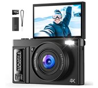 Appareil Photo Numérique 4K Digital: 64MP Appareils Numérique avec Écran Rabattable 180° - Camera pour Vlog avec Carte 32GB - pour Adolescents Débutants Adultes Enfant Noir YYZA9