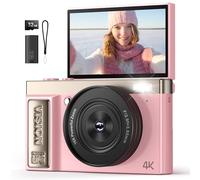 Appareil Photo Numérique 4K Digital: 64MP Appareils Numérique avec Écran Rabattable 180° - Camera pour Vlog avec Carte 32GB - pour Adolescents Débutants Adultes Enfant Rose YYZA9