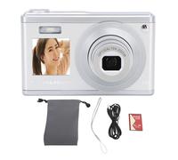 Appareil photo numérique 4K - Double écran HD IPS - Zoom optique 10x - Mise au point automatique - Rétro compact - Avec lentille télescopique - Pour la photographie de voyage - Vlogging - Argenté