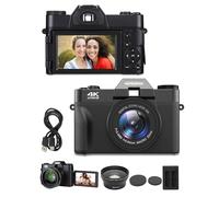 Appareil Photo Numérique 4K, écran HD Rotatif à 180 °, Caméra Vlog Autofocus, Zoom Numérique 16x, Appareil Photo Compact, Transmission de Photos WiFi avec Fonction Pause