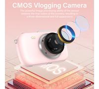 Appareil Photo Numérique 4K Komery G7-A, 80MP UHD Portable pour Vlogging, Zoom 18X, Compact de Voyage pour Débutants et Adolescents - Rose