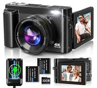 Appareil Photo Numérique 4K,Oiadek 48MP Autofocus Camera Vlog avec 32G Memory Card 16X Digital Zoom,Appareil Photo Compact with 3.0 inch 180° Flip Screen and Battery Charger for Teenagers