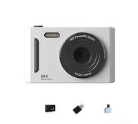Appareil photo numérique 4K pour débutants en photographie avec imagerie 64 MP, mode webcam zoom 8x et prise en charge de l'interface multilingue (blanc, 32 Go)