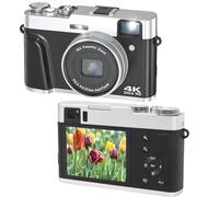 Appareil Photo Numérique 4K pour la Photographie, 48MP Autofocus Retro pour Youtube, Appareil Photo Compact de Voyage à écran 2,8 avec Anti-secousse, Flash, Zoom (Black)