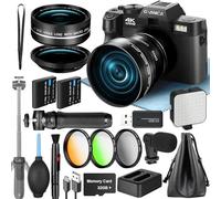 Appareil Photo Numérique 4K pour la Photographie, Appareil 48MP pour Youtube avec Microphone, WiFi et Poignée-Tripode, Caméra Vidéo avec Objectif Grand Angle&Macro, Kit pour Les Créateurs de Contenu