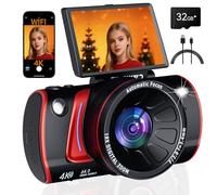 Appareil photo numérique 4K pour photographie, caméra de vlogging WiFi 64 MP pour débutants avec écran rabattable de 3" à 180°, zoom numérique 18x, caméras de point et de prise de vue pour YouTube