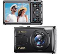 Appareil photo numérique 4K sans cartes SD - Caméra de vlogging 64 MP pour YouTube, écran IPS de 2,8", mise au point automatique, zoom 18x, 10 filtres, appareils photo numériques pour enfants - Noir