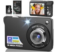 Appareil Photo Numérique 56MP 4K Compact Caméra Zoom Numérique 20X Digital Camera avec Carte de 32 Go pour Étudiant Adulte Débutant Cadeau (Noir)