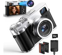 Appareil Photo Numérique 5K, 48MP Appareil Photo Compact avec Double Objectif, Appareil Photo Vlogging avec Carte SD 32G, Viseur, Stabilisation 6 Axes pour Débutants, Adolescents