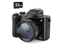 Appareil photo numérique 5K avec deux caméras avant et arrière, autofocus, anti-tremblement