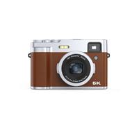 Appareil photo numérique 5K avec deux objectifs, viseur, autofocus et anti-shake Brown