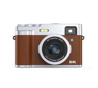 Appareil photo numérique 5K avec deux objectifs, viseur, autofocus et anti-shake Brown