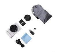 Appareil photo numérique 5K avec résolution de capteur 75 MP, performance de zoom 18x, écran rabattable de 3", Wi-Fi pour synchronisation rapide des données (blanc 32 Go)