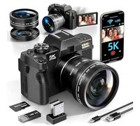 Appareil Photo numérique 5K, caméra de vlogging 48MP/60FPS, caméra de vlogging Youtube contrôlée par WiFi et Application, Appareil Photo Compact avec Carte TF 32 Go, objectifs Grand-Angle et Macro