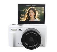 Appareil Photo numérique 5K, caméra de vlogging UHD 75 MP, autofocus 18X, Appareil Photo numérique HD avec Flash et écran Rabattable de 3 Pouces pour la Photographie et la vidéo (White)