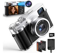Appareil Photo Numérique 5K, NEZINI 48MP Appareil Photo Compact avec Double Objectif, Appareil Photo Vlogging avec Carte SD 32G, Viseur, Stabilisation 6 Axes pour Débutants, Adolescents