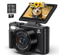Appareil photo numérique 5K - WiFi 75 MP pour la photographie - Caméra de vlogging UHD pour YouTube avec écran rabattable à 180 ° de 3 pouces - Autofocus Compact Video Travel Camara avec zoom 18x