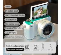 Appareil photo numérique 64 MP sans miroir, écran à rabat plein format avec zoom optique, caméra de vlogging compacte pour étudiants en voyage (blanc)