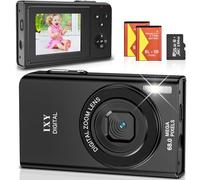 Appareil Photo Numérique 68MP 4K Compact Caméra Zoom Numérique 16X Digital Camera avec Carte de 64 Go pour Étudiant Adulte Débutant Cadeau (Noir)