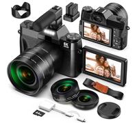 Appareil Photo Numérique 6K 64MP pour Vlog avec WiFi, Carte SD 64 Go, Microphone, Autofocus, Zoom 16X Appareil Photo Compact et Portable pour Youtube, Voyage, Débuteurs, Objectif Macro et Grand Angle