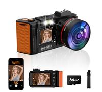 Appareil photo numérique 8K pour photographie, caméra de vlogging WiFi 92 MP pour écran avant et arrière, zoom numérique 18x, appareil photo point et prise de vue pour YouTube avec carte SD 64 Go (8 K