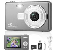 Appareil Photo Numérique, Appareil Photo Compact HD 1080P avec Carte de 64 Go, 40MP Appareil Photo 8X Zoom Numérique Rechargeable Appareil Photo Numérique pour Enfants, Débutants (Gris foncé)