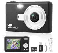 Appareil Photo Numérique,Appareil Photo Compact HD 1080P avec Carte de 64 Go,Appareil Photo 8X Zoom Numérique Rechargeable Appareil Photo Numérique pour Enfants, Adolescents,Débutants (Noir)