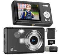 Appareil photo numérique, appareil photo numérique compact pour enfants débutants de 6 à 16 ans, 1080p 44 MP, appareil photo portable simple avec anti-secousses, retardateur, carte mémoire de 32 Go