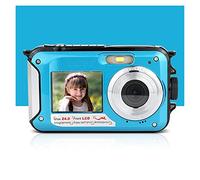 Appareil Photo numérique, Appareils Photo numériques compacts 48MP for la Photographie étanche 2.7K rétro Vintage enregistreur vidéo Double écran caméscopes Photo Zoom 16X(No TF Card,Blauw)