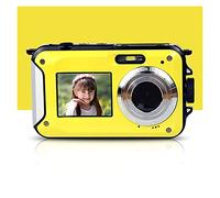 Appareil Photo numérique, Appareils Photo numériques compacts 48MP for la Photographie étanche 2.7K rétro Vintage enregistreur vidéo Double écran caméscopes Photo Zoom 16X(No TF Card,Giallo)