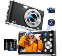 Appareil Photo numérique, Autofocus 4K Appareil Photo Compact avec Carte mémoire 32 Go, Double Objectif HD 48 MP, Zoom numérique 16x, Grand écran 2,8 Pouces Appareil Photo numérique pour débutants