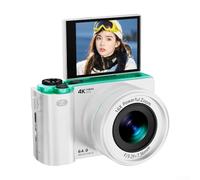 Appareil photo numérique, avec capteur CMOS 64 mp, zoom 16x, enregistrement vidéo 4K, écran rabattable IPS de 7,6 cm et flash photo pour les amateurs de photographie (blanc)