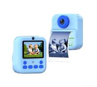 Appareil photo numérique avec impression couleur instantanée, deux caméras avant et arrière, zoom numérique 16x, écran anti-lumière bleue de 6,1 cm, pour enfants âgés de 3 à 12 ans (bleu)